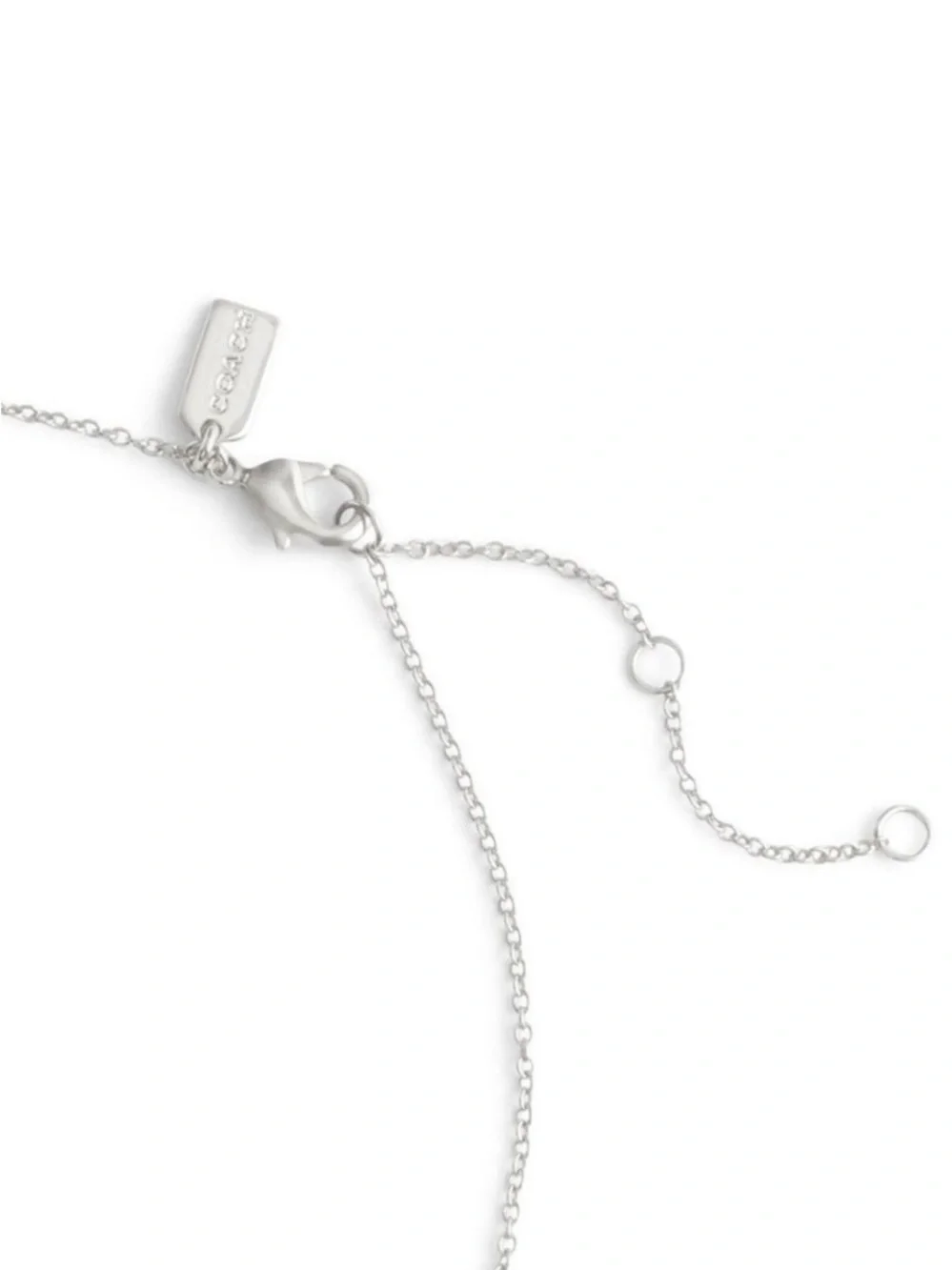 Coach Silver Tone 3D Heart Charm Pendant Necklace w/ Crystals Signature C Logos